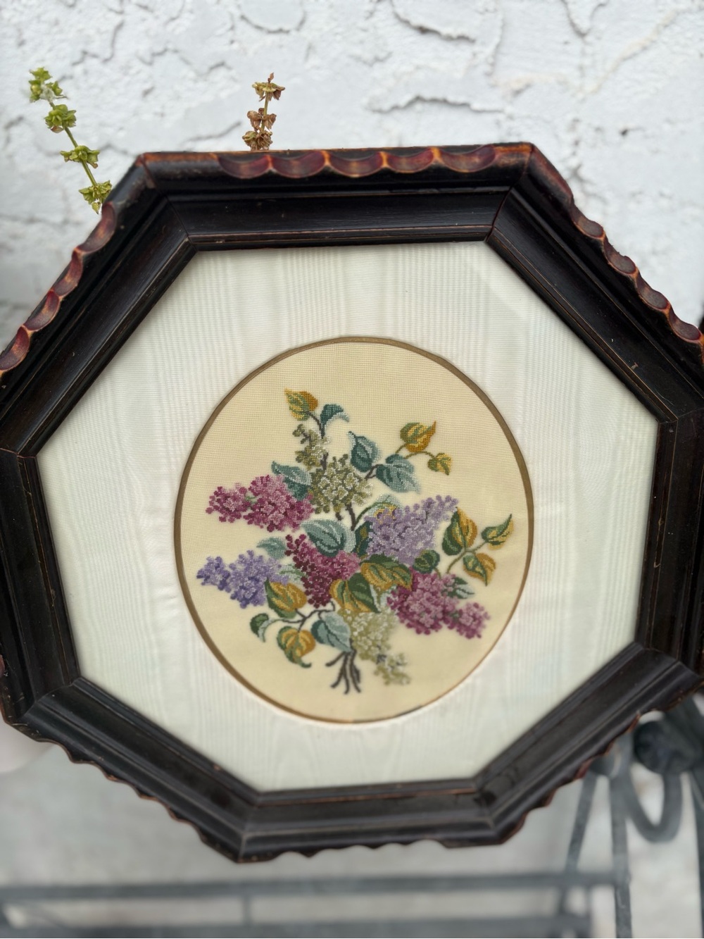 Needle Point Framed Floral Picture